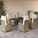 Set de masa pentru gradina, 7 piese, cu perne, bej, poliratan GartenMobel Dekor, vidaXL