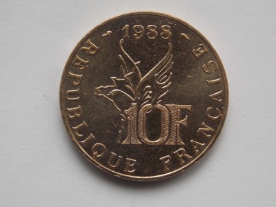 10 FRANCS 1988 FRANTA-COMEMORATIVA-ROLLAND GARROS foto