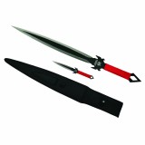 Sabie de vanatoare IdeallStore&reg;, Red Ronin, maner textil, 68.5 cm, cutit de aruncat inclus