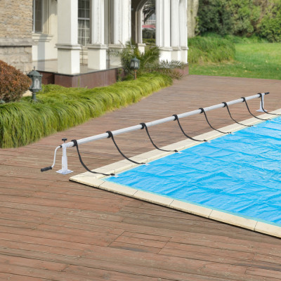 Derulator prelata piscina Oliveti 555 cm aluminiu/plastic [en.casa] HausGarden Leisure foto