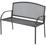 Outsunny Bancă de Grădină cu 2 Locuri din Oțel, Ideală pentru Terasă și Parc, Design Modern, 110.5x53.5x89 cm, Gri | Aosom Romania