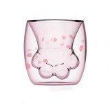 Pahar, Kitty Paw, cu pereti dubli, transparent, dimensiuni: 7.5 x 10.3 x 9.4 cm, usor de manevrat si potrivit pentru orice ocazie, Oem