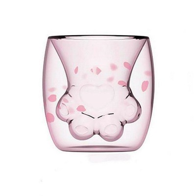 Pahar, Kitty Paw, cu pereti dubli, transparent, dimensiuni: 7.5 x 10.3 x 9.4 cm, usor de manevrat si potrivit pentru orice ocazie foto