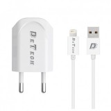 INCARCATOR RETEA (14116) DETECH DE-11I 230V / 5V - 1A + CABLU DE DATE LIGHTNING IPHONE 5/6/7 ALB BLISTER