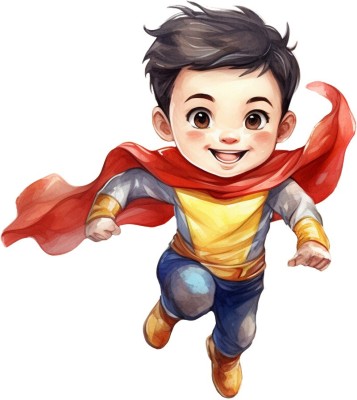 Sticker decorativ Baiat Supererou, Rosu, 67 cm, 1309STK-2 foto