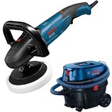 Bosch GPO 14 CE + GAS 12-25 PL - Masina de lustruit 1400 W 180 mm + Aspirator umed-uscat 1250 W 200 mbar 25 l priza scule electrice