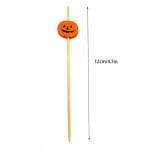 Set 100 betisoare decorative pentru masa de Halloween, lungime totala 12 cm, lemn, portocaliu