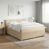 Cumpara ieftin Pat boxspring cu saltea cu headboard Crem 160 x 200 cm Tesatura