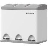 SONGMICS Cos de gunoi din otel cu 3 compartimente colectare selectiva, cu galeti interioare, 3x8litri, alb si gri Household NewTrend