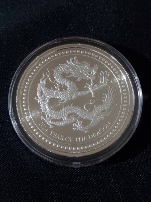 Samoa 2024 - 5 Talas - Lunar - Anul Dragonului - 2 OZ, Monedă de argint