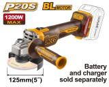 Polizor Unghiular Brushless 20V 125mm 1200W cu variator turatie, 9000rpm, fara acumulator INGCO &ndash; CAGLI221253