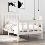 VidaXL Cadru de pat Single 3FT, alb, 90x190 cm, lemn masiv