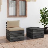 Set Mobilier Gradina Paleti Gossi, 2 Piese, Lemn Pin, Perne Bej Incluse, Canapea, Masa