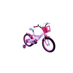 Bicicleta copii, 16 , roz, cu cos fucsia, roti ajutatoare