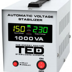 Stabilizator tensiune 600W 230V cu 2 iesiri Schuko si sinusoidala pura + ecran LCD cu valorile tensiunii, TED Electric
