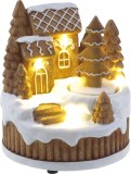 Decoratiune de Craciun MagicHome, casuta turta dulce cu LED si brad rotativ