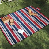 VidaXL Pătură picnic pliabilă, dungi roșu albastre, 200x150 cm catifea