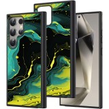 Hus&Auml; pentru samsung galaxy s25 ultra, marble, protec&Egrave;ie camer&Auml;, anti&Egrave;oc, design slim, negru - verde - blue