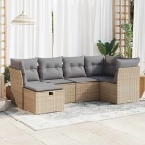 VidaXL Set canapele de grădină cu perne, 6 piese, bej, poliratan