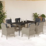 VidaXL Set mobilier de grădină cu perne, 7 piese gri deschis poliratan 3211994