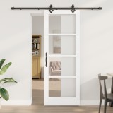 Ușă Glisantă vidaXL cu Set Hardware &#039;ORKDAL&#039;Alb Lemn Masiv &amp; Sticlă
