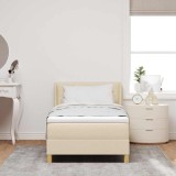 Cumpara ieftin Pat cu arcuri și saltea &ndash; Crem, 90 x 200 cm, tapițat