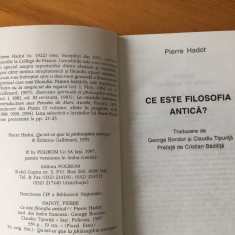 PIERRE HADOT, CE ESTE FILOSOFIA ANTICA? POLIROM IASI 1997