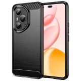 Husa Techsuit Carbon Silicone Neagra pentru Honor 400 Pro - Protectie Antisoc, Margini Proeminente