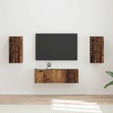 Cumpara ieftin Set Dulap pentru Televizor Montat pe Perete 4 buc. Lemn vechi