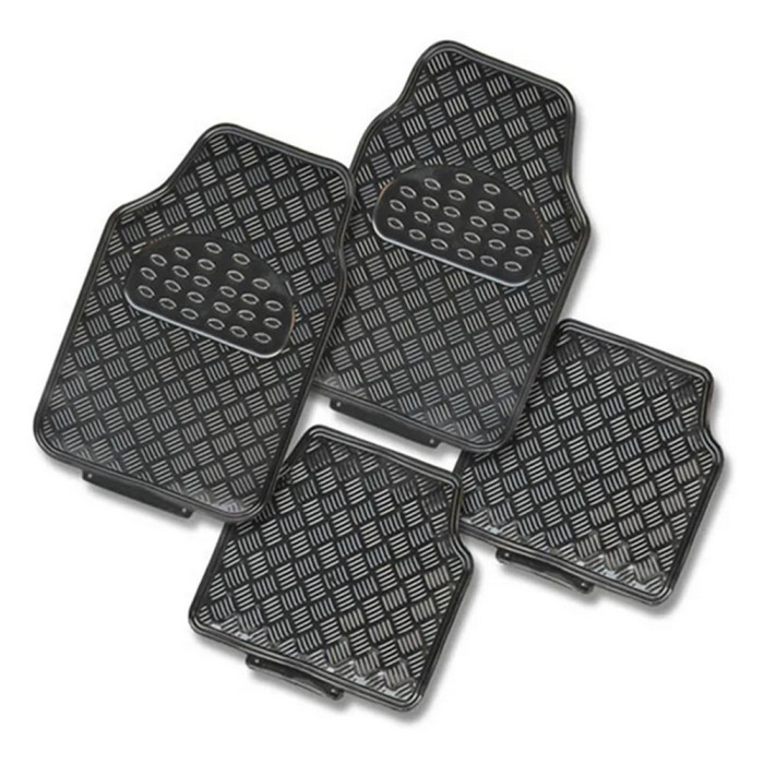 Set covorase auto universale model diamond &acirc; 4 buc, culoare crom negru, material plastic, antialunecare