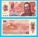 Cehoslovacia (pick 96) 50 Korun 1987 aUNC serie: F75 285343; Seria Brunovsk&yacute; (considerată una din cele mai artistice serii din Europa)