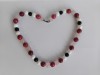 Colier din cuart roz si coral, opal tibetan alb si onix negru