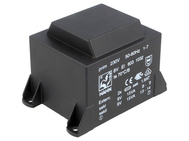 Transformator &icirc;ncapsulat 30VA 230VAC 9V 9V PCB