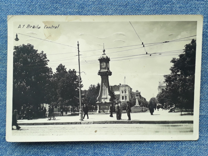 706. Braila - Centrul si ceasul public /carte postala cenzurata 1941, circulata