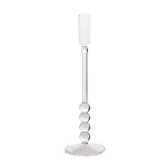 Sfesnic lumanare sticla transparenta 9 x 28,5 cm