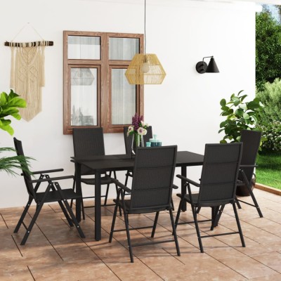 vidaXL Set mobilier de grădină, 7 piese, negru 3060049 foto