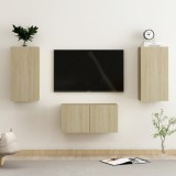 Cumpara ieftin Set de dulapuri TV, 3 piese, stejar sonoma, lemn prelucrat