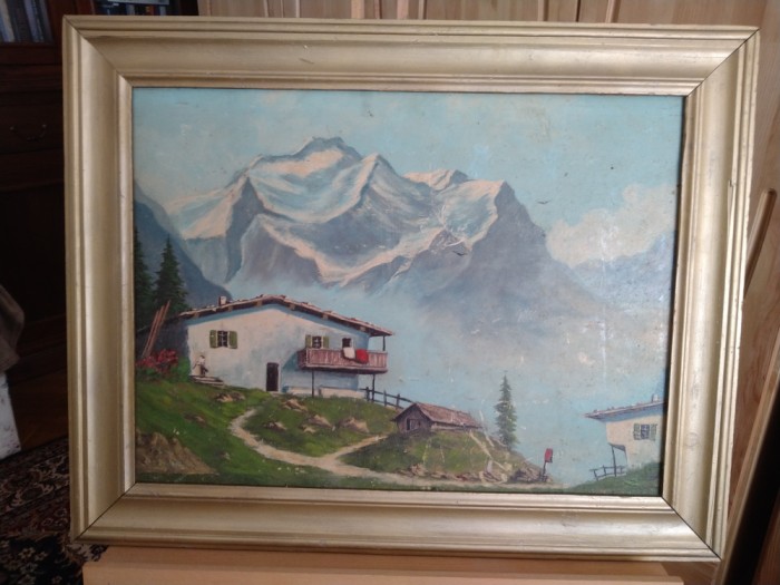Tablou peisaj cabana in muntii