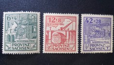 Germania Zona de Ocupație Sovietică Provincia Saxonia 1946 Reconstrucție Serie Completă Dantelată 3 Timbre MNH Neștampilat - TG1