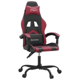 Cumpara ieftin Scaun de gaming pivotant, negru si rosu vin, piele ecologica