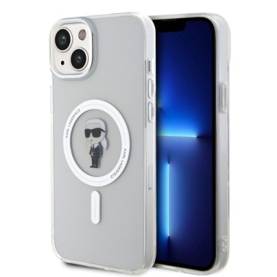 Husa pentru iPhone 15 Plus / iPhone 14 Plus - Karl Lagerfeld IML MagSafe (KLHMP15MHFCKNOT) - Transparent Ikonik foto