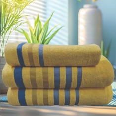 Set 3 prosoape baie Valentini Bianco, bumbac 100%, 550gsm, Jackard TMJK3/Mustar