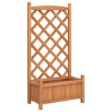 Cumpara ieftin Jardiniera cu spalier, maro, 55x29,5x110 cm, lemn masiv de brad