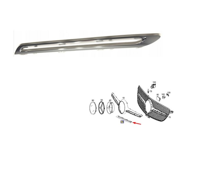 Ornament grila fata MERCEDES Clasa GLE (W166), 08.2015-03.2020, partea stanga, crom; inferior,