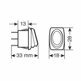 Intrerupator basculant impermeabil Micro 12V/24V - 10A lumina LED - Rosu, Lampa