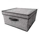 Cutie Depozitare, Model cu Capac, Culoare Gri, Dimensiuni 40x40x20cm