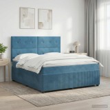 Cumpara ieftin Pat boxspring cu saltea albastru 160 x 200 cm Catifea