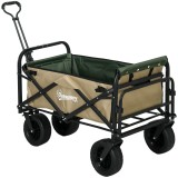 Outsunny Cărucior de Exterior Pliabil, Rezistent pentru Camping, cu Ușă &icirc;n Spate Deschidere și Maner Telescopic | Aosom Romania