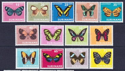 DB1 Fauna Fluturi 1972 Surinam 13 v. MNH foto
