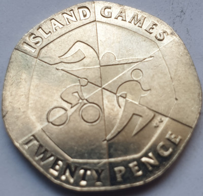 Moneda 20 pence 2019 Gibraltar, Island Games foto